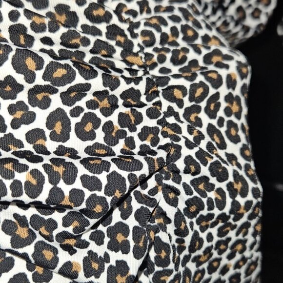 MICHAEL Michael Kors Leopard Short Sleeve Turtleneck Top Brown Black Sz 2XL - Picture 3 of 6